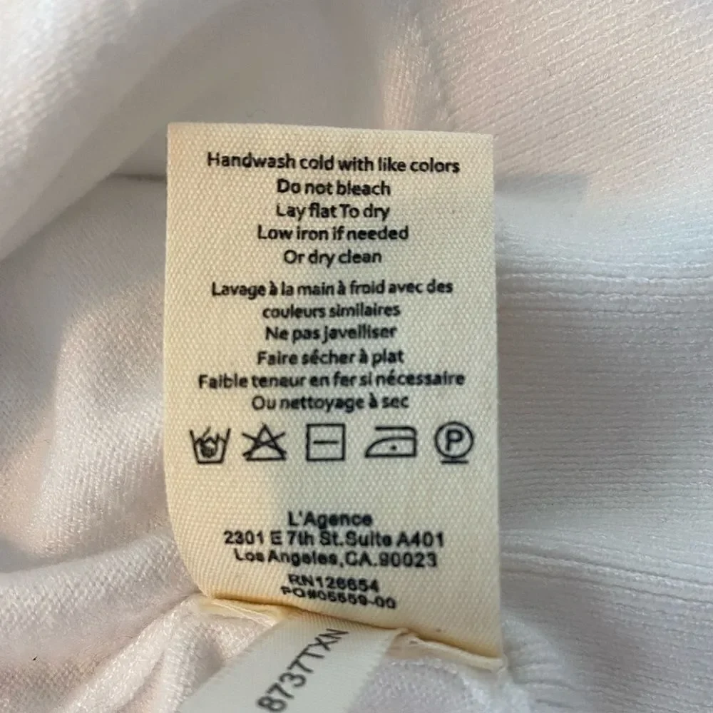 L'AGENCE NWT Minnie Asymmetric Off-The-Shoulder Knit Sweater White Size Large